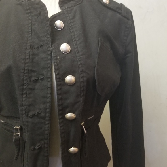 Taxi black bomber jacket metal buttons (Y5) - Picture 2 of 6